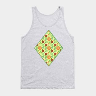 Oranges, Slices, Dahlia, Monstera, Rhapidophora, and Philodendron Gloriosum Leaves Tank Top